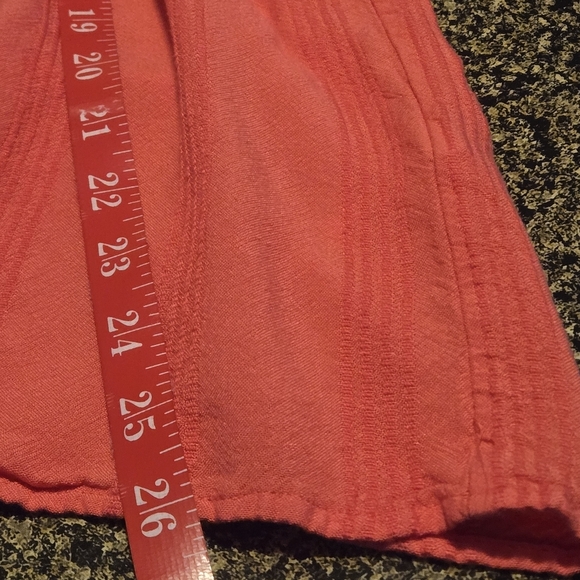 fever Women's XL Coral Blouse Textured Stripes 3/4 Sleeve Open Weave Eye Hook - Picture 12 of 12